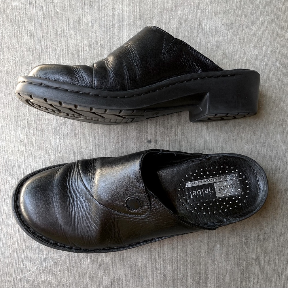 JOSEF SEIBEL leather mules, black